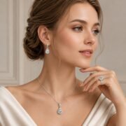 Deep Sea Tear Drop Halo Moissanite 3-Piece Set