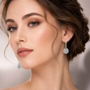 Deep Sea Tear Drop Halo Moissanite 3-Piece Set - Image 4