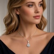 Deep Sea Tear Drop Halo Moissanite 3-Piece Set - Image 5