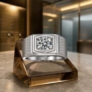 Ethereal Geometric Moissanite Men's Ring - Image 3