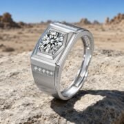 Ethereal Geometric Moissanite Men's Ring - Image 4