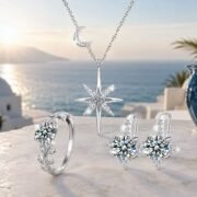 Starfall Crescent Moissanite Starburst 3-Piece Set