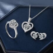 Heart's Desire Double Heart Moissanite 3-Piece Set - Image 5