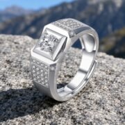 Monolith Classic Geometric Moissanite Men's Ring - Image 2