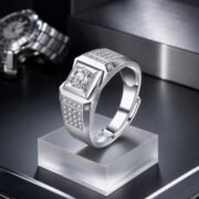 Monolith Classic Geometric Moissanite Men's Ring - Image 5