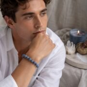 Stillwater Blue-Grey Marbled Bead Bracelet - Image 4