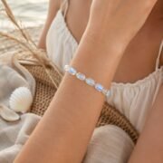 Moonbow Rainbow 7A Blue Moonstone Rice Bead Bracelet - Image 4