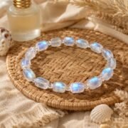 Moonbow Rainbow 7A Blue Moonstone Rice Bead Bracelet - Image 5