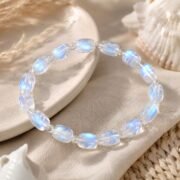 Moonbow Rainbow 7A Blue Moonstone Rice Bead Bracelet