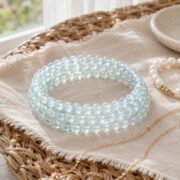 Mint Sea Breeze Natural Aquamarine Multi-Wrap Bracelet - Image 2