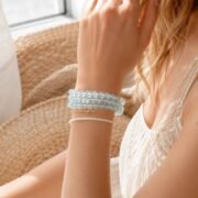 Mint Sea Breeze Natural Aquamarine Multi-Wrap Bracelet - Image 5