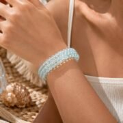 Mint Sea Breeze Natural Aquamarine Multi-Wrap Bracelet