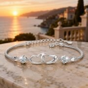 Intertwined Hearts Double Heart Moissanite Bracelet - Image 5