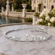 Intertwined Hearts Double Heart Moissanite Bracelet