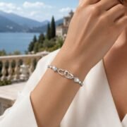 Intertwined Hearts Double Heart Moissanite Bracelet - Image 4