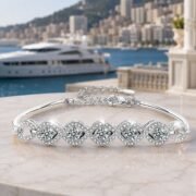 Eternal Glow Five-Stone Moissanite Bangle Bracelet - Image 3