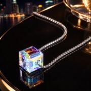 Aurora Sugar Cube Crystal Necklace - Image 3