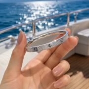 Starry Clover Fine Silver Frosted Luxury Bangle - Image 2