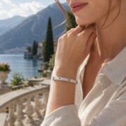 Starry Clover Fine Silver Frosted Luxury Bangle