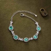 Emerald Halo S925 Silver Tennis Bracelet - Image 4