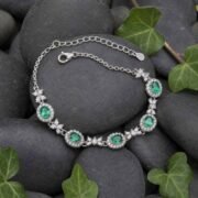 Emerald Halo S925 Silver Tennis Bracelet - Image 2