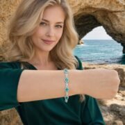 Emerald Halo S925 Silver Tennis Bracelet - Image 3