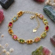 Rainbow Verse S925 Silver Tourmaline Oval Bracelet - Image 2