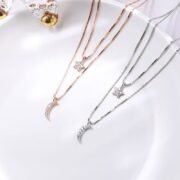 Starfall Moon S925 Sterling Silver Layered Star & Moon Necklace - Image 4