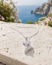 Fox Gaze S925 Sterling Silver Pavé Necklace - Image 3