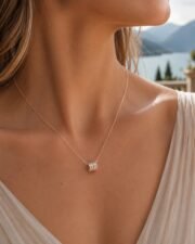 Eternal Orbit Rose Gold Pavé Barrel Necklace - Image 5