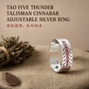 Cinnabar Five Thunder Talisman Adjustable Ring