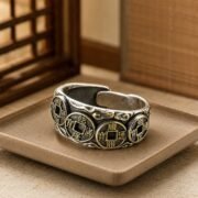 Five Emperor Coins Protective Silver Ring - Image 3