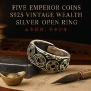 Five Emperor Coins Protective Silver Ring