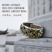 Five Emperor Coins Protective Silver Ring - Image 2