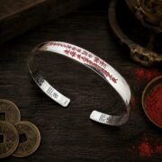 Shan Gui Talisman Cinnabar Silver Cuff Bracelet - Image 4