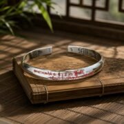 Shan Gui Talisman Cinnabar Silver Cuff Bracelet - Image 5