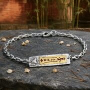 Taoist Cinnabar Blessing Talisman Silver Bracelet - Image 4