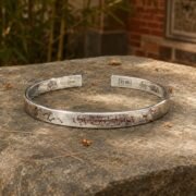 Five Gods of Wealth Cinnabar Silver Cuff Bracelet - Image 3