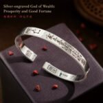 Five Gods of Wealth Cinnabar Silver Cuff Bracelet