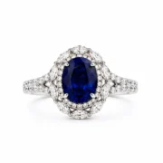 Royal Nocturne 3.76ct Oval Lab-Grown Sapphire Halo Ring - Image 2