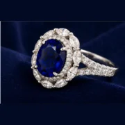 Royal Nocturne 3.76ct Oval Lab-Grown Sapphire Halo Ring - Image 3