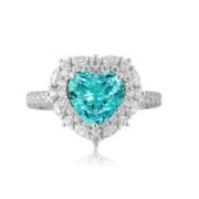Sea Glass Heart Paraiba Halo Ring - Image 5