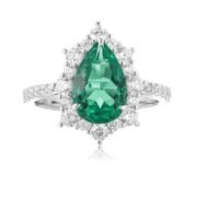 Florence Emerald Pear Halo Ring - Image 5