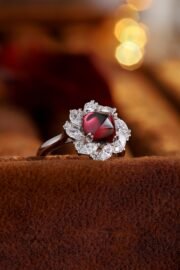 Scarlet Drop Sugarloaf Garnet Cluster Ring - Image 3
