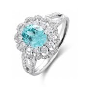 Mint Blossom Double Halo Paraiba Ring - Image 6