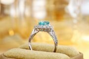 Mint Blossom Double Halo Paraiba Ring - Image 3