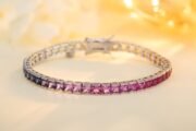 Sunset Rainbow Gradient Sapphire Tennis Bracelet - Image 7