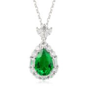 Florence Emerald Pear Halo Necklace - Image 6