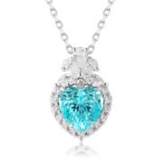 Sea Glass Heart Paraiba Halo Necklace - Image 6