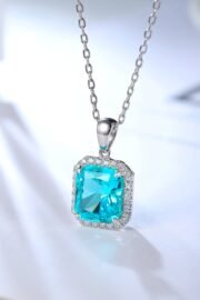 Sky Cushion Paraiba Halo Necklace - Image 3